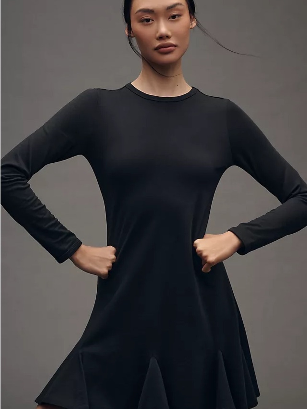 Nation LTD Cotton Layla Black Mini Flared Hem Dress